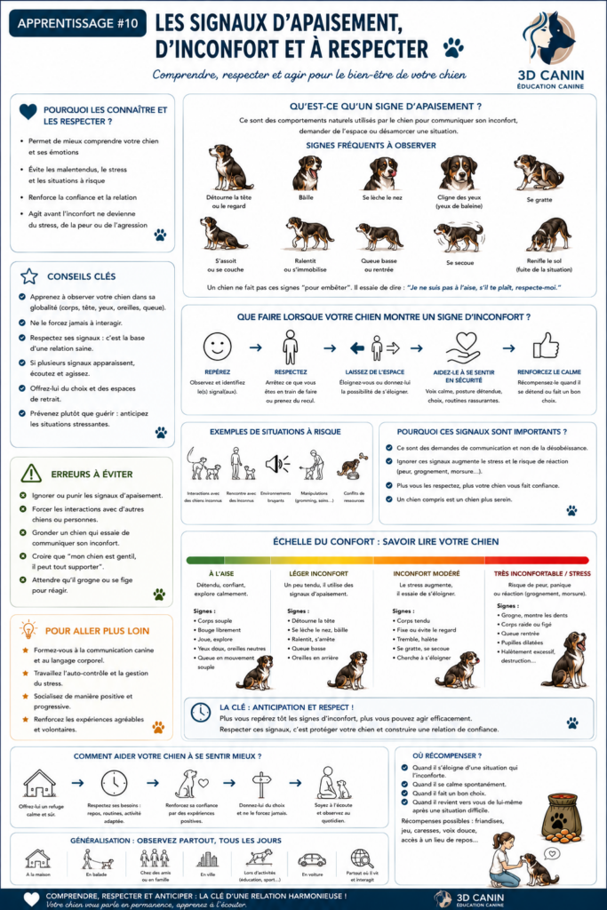 les signaux d'apaisement et ou d'inconfort à respecter chez un chien éducation canine dans le beaujolais